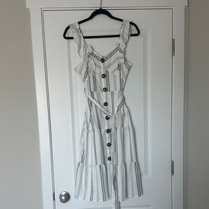 Striped Button-Down Ruffle Dress